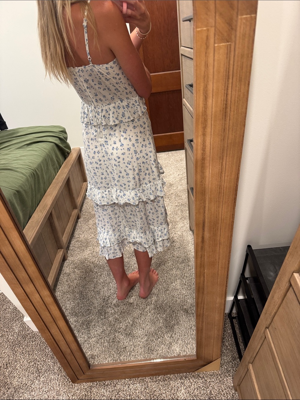 Altar'd State White and Blue Floral Midi Dress - Picture 3 of 4